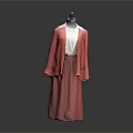 Stylish Red Cardigan And Long Skirt Outfit With White Inner Top On Black Mannequin