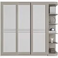 Modern Classic Wardrobe With Mirror Doors Carved Panels And Side Shelves Design