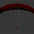 Red And Black Spacecraft Parachute System For Safe Descent In Space Missions
