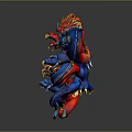 Red And Blue Mythical Dragons Intertwined In Dynamic Coiled Pose With Vibrant Scales