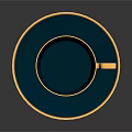 Elegant Dark Green Cup With Gold Rim And Handle On Matching Saucer