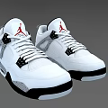 White Basketball Sneakers With Red Logo Gray Panel Details White Laces And Black Sole