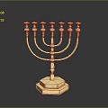 Elegant Golden Menorah With Seven Branches And Ornate Base Design