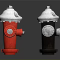 Red and Black Fire Hydrants with Silver Tops for Fire Safety Equipment