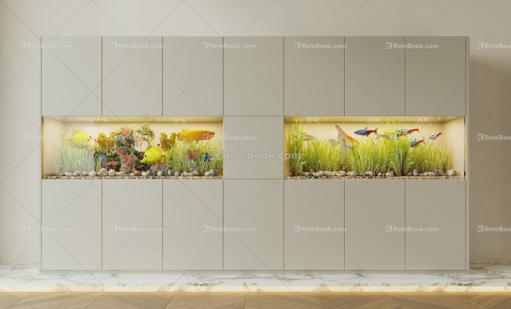 Modern fish tank 3d model