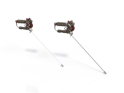 Dual Mechanical Tools With Long Rods And Red Black Components For Industrial Use 3d model