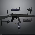 Detailed Weapon 3D Model Showing Exploded View With Disassembled Parts