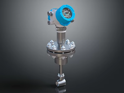Industrial Precision Measurement Gauge With Blue Display And Stainless Steel Flange Base 3d model