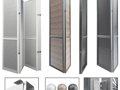 Modern Folding Doors With Slatted Design And Diverse Material Choices For Home Interior 3d model