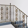 Decorative Wrought Iron Staircase Railing With Intricate Patterns And Balusters