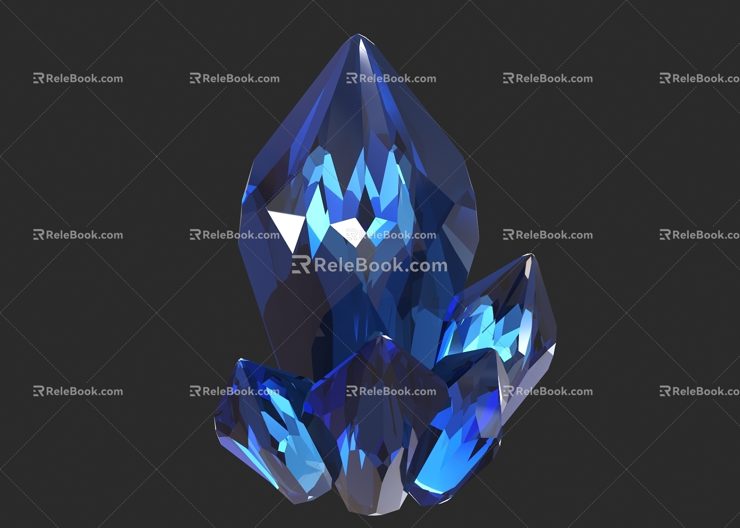 Water crystal ore crystal crystal crystal crystal crystal crystal crystal crystal pile blue crystal crystal cartoon crystal 3d model