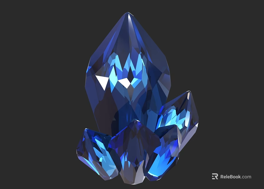 Sparkling Blue Crystal Cluster Gemstone Jewelry With Elegant Faceted Details And Shine 3d model 
