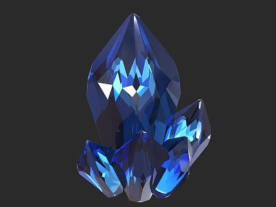 Sparkling Blue Crystal Cluster Gemstone Jewelry With Elegant Faceted Details And Shine 3d model