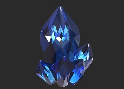 Water crystal ore crystal pile blue crystal cartoon crystal 3d model