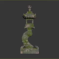 Traditional Green Decorative Lantern Furniture With Multi Tiered Structure And Square Base