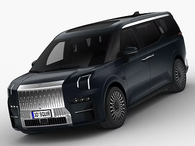 Dark Blue Luxury MPV Featuring Chrome Grille And Modern Exterior Design Elements 3d model Dark Blue Luxury MPV Featuring Chrome Grille And Modern Exterior Design Elements 3d model