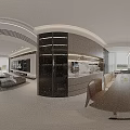 Modern Open Dining Living Room Interior Design With Marble Table Pendant Lights And Large Windows