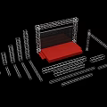 Public Facilities Metal Truss Structures With Red Stage Platform And Components 3d model