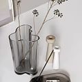 Minimalist Modern Decorative Ornament Set With Clock Dried Flowers Glass Vase Wooden Bowl And Books