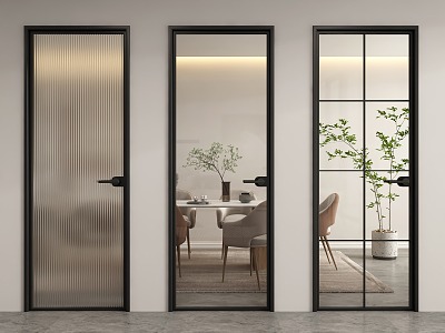 Modern swing door glass door glass single door 3d model