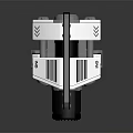 Sci Fi Mechanical Weapon With White Blue Black Color Scheme Rotating Turbine And Stable Base