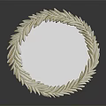 Round Decorative Mirror With Leaf Wreath Frame And Black Base For Home Interior 3d model