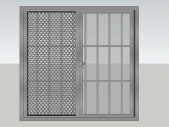 Modern sliding window with anti-theft bar sliding window 3d model
