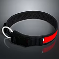 Pet Collar Black Red Mesh Strap With Buckle And White Ring Design 3d model