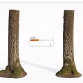 Organic Stone Wood Tree Trunks With Textured Bark And Mossy Base 3d model