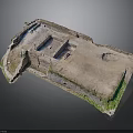 Ancient Architectural Ruins With Remaining Stone Walls And Earth Ground Structure