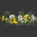 Flower Crown Hanging Decoration with Yellow White Daisies and Green Leaves for Festive Decor