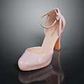 Pink Patent Leather Women's High Heels With Ankle Strap And Round Toe Design