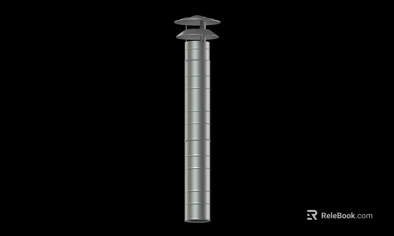 Silver Cylindrical Metal Pipe With Capped Top And Vertical Industrial Structure Design 3d model 