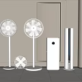Modern Home Cooling Appliances Including Stand Fans Tower Air Conditioner And Portable Fan
