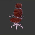 Ergonomic Red Leather Office Chair With High Backrest Armrests And Five Wheeled Base