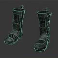High Top Leather Boots With Lace Up Design Metallic Buckles And Stitched Details