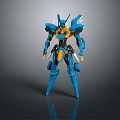 Futuristic Robot Character With Blue And Orange Mechanical Armor Structure Design 3d model