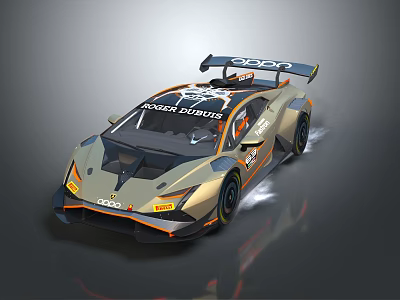Road Runner Race Car With Sleek Gold Black Livery And Rear Wing Design 3d model