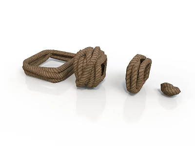 Handmade Rope Storage Organizers With Square Round Shapes And Various Sizes For Home Living 3d model