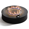 Modern Circular Fireplace Design With Open Flames And Black Base Interior 3d model