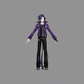 Game and Movie Character Wearing Purple Coat Black Pants with Black Hair Standing Pose