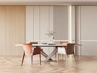 Modern Dining Table and Chair Combination 3d model