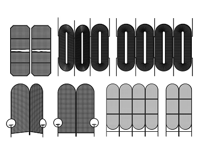 Modern Room Divider Screen Design With Folding Panels Grid Patterns And Decorative Styles 3d model