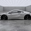 White Sports Car in Modern Indoor Space with Sleek Design Black Wheels and Sharp Front