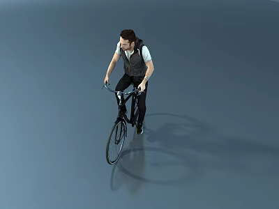 A Man Riding a Bicycle on a Smooth Gray Background Surface 3d model A Man Riding a Bicycle on a Smooth Gray Background Surface 3d model