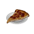 Tasty Pepperoni Pizza Slice On White Plate With Melted Cheese And Crispy Crust