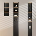 Modern Minimalist Bathroom Cabinet Rack With Black White Storage Shelves Toiletries Towel And Potted Plant