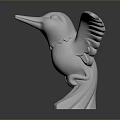 White Flying Bird Sculpture with Spread Wings and Pedestal Base