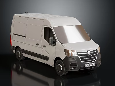 White Renault Cargo Van With Sleek Exterior Design And Black Accents Front View 3d model
