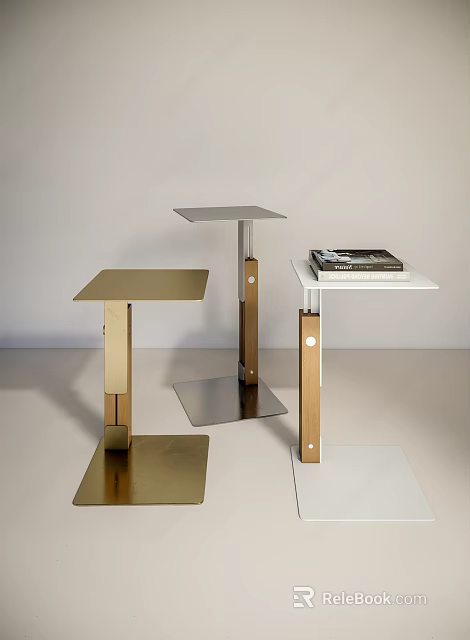 Modern Contemporary Side Tables With Gold Silver White Metal Legs And Sleek Design 3d model 